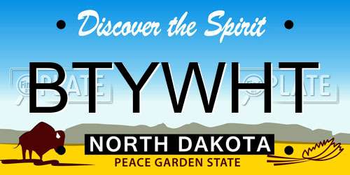 BTYWHT North Dakota License Plate