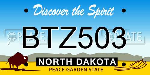 BTZ503 North Dakota License Plate
