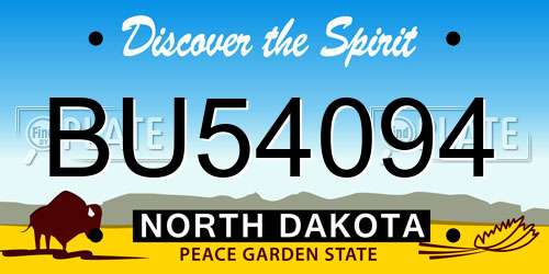 BU54094 North Dakota License Plate