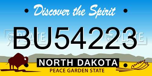BU54223 North Dakota License Plate