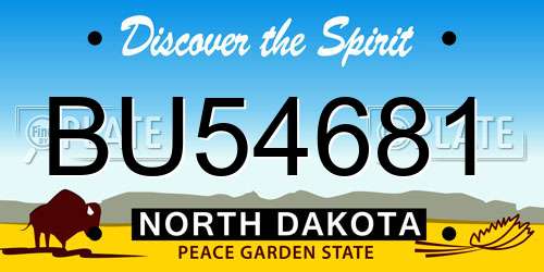 BU54681 North Dakota License Plate