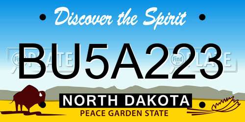 BU5A223 North Dakota License Plate