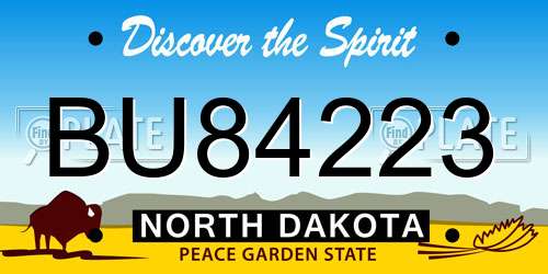 BU84223 North Dakota License Plate