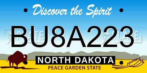 BU8A223 North Dakota License Plate