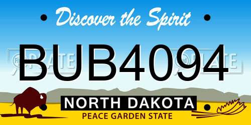BUB4094 North Dakota License Plate