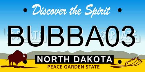BUBBA03 North Dakota License Plate