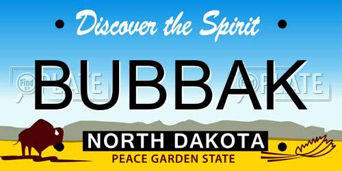BUBBAK North Dakota License Plate