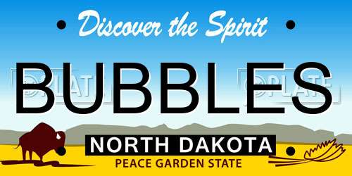 BUBBLES North Dakota License Plate