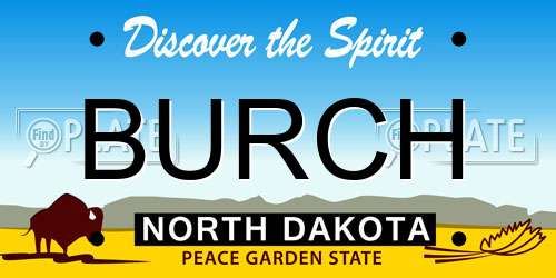 BURCH North Dakota License Plate