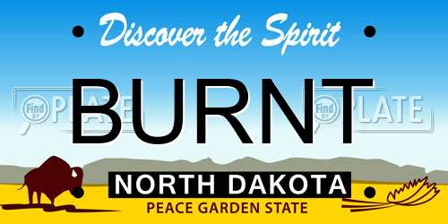 BURNT North Dakota License Plate