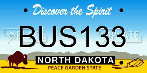 BUS133 North Dakota License Plate