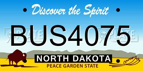 BUS4075 North Dakota License Plate