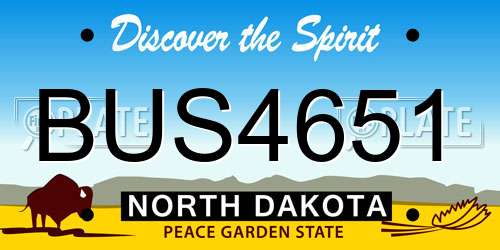 BUS4651 North Dakota License Plate