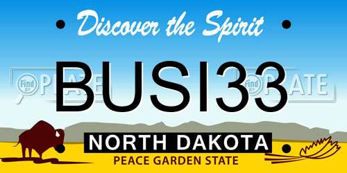 BUSI33 North Dakota License Plate