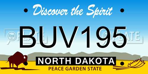 BUV195 North Dakota License Plate