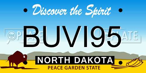 BUVI95 North Dakota License Plate