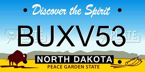 BUXV53 North Dakota License Plate