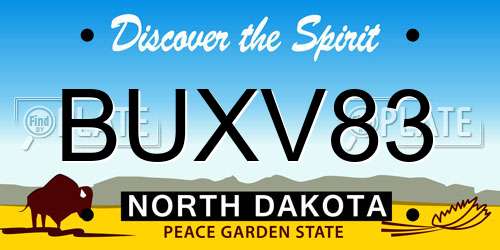 BUXV83 North Dakota License Plate