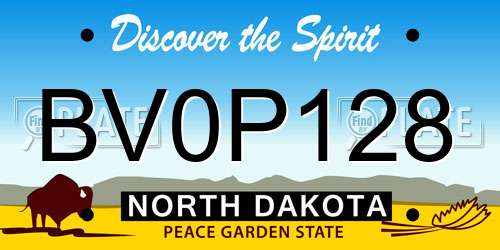 BV0P128 North Dakota License Plate