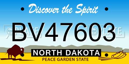 BV47603 North Dakota License Plate
