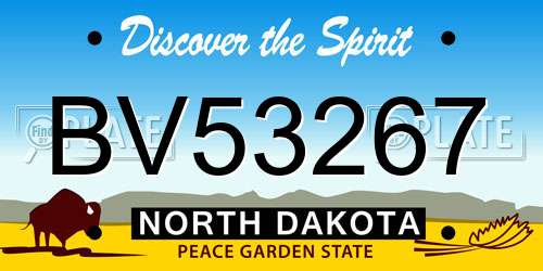 BV53267 North Dakota License Plate