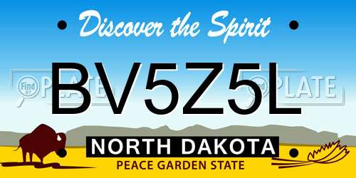 BV5Z5L North Dakota License Plate