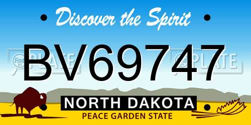 BV69747 North Dakota License Plate