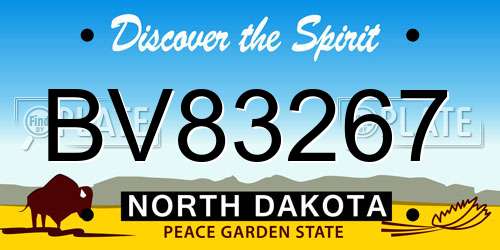 BV83267 North Dakota License Plate