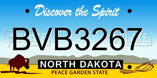 BVB3267 North Dakota License Plate