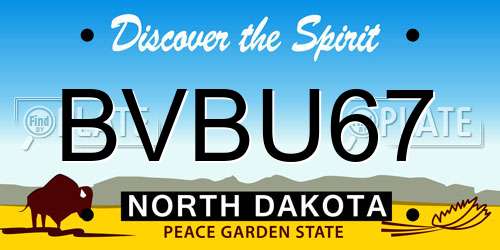 BVBU67 North Dakota License Plate