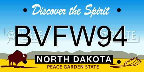 BVFW94 North Dakota License Plate