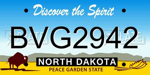 BVG2942 North Dakota License Plate