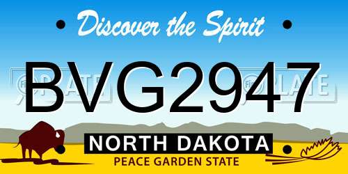 BVG2947 North Dakota License Plate