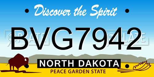 BVG7942 North Dakota License Plate