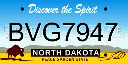 BVG7947 North Dakota License Plate