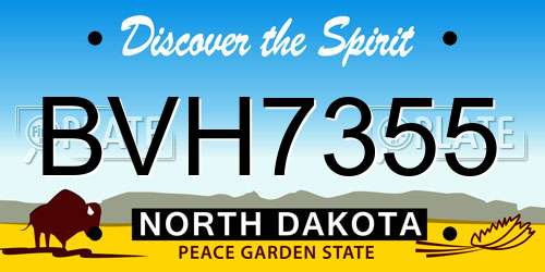 BVH7355 North Dakota License Plate
