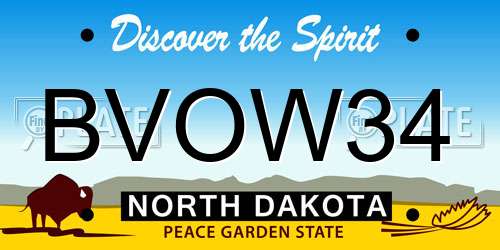 BVOW34 North Dakota License Plate