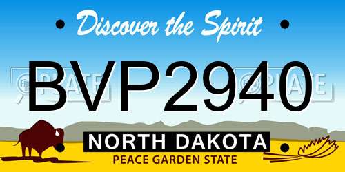 BVP2940 North Dakota License Plate