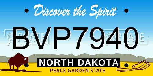 BVP7940 North Dakota License Plate