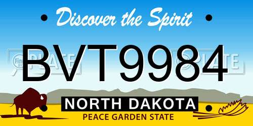 BVT9984 North Dakota License Plate
