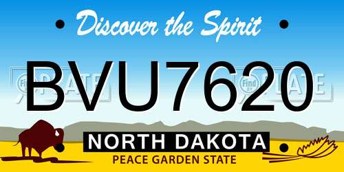 BVU7620 North Dakota License Plate