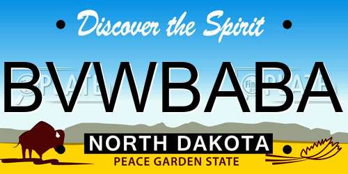BVWBABA North Dakota License Plate