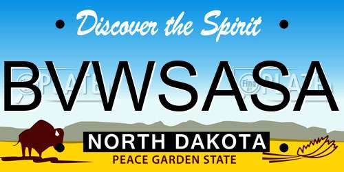BVWSASA North Dakota License Plate