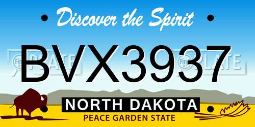 BVX3937 North Dakota License Plate