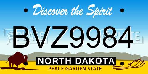 BVZ9984 North Dakota License Plate