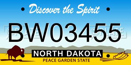 BW03455 North Dakota License Plate