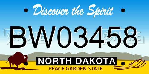 BW03458 North Dakota License Plate