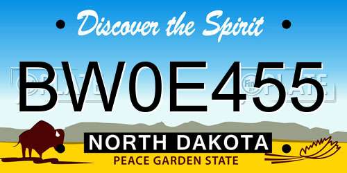 BW0E455 North Dakota License Plate