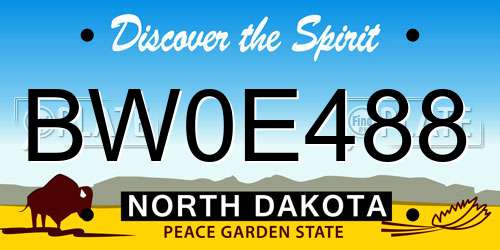 BW0E488 North Dakota License Plate