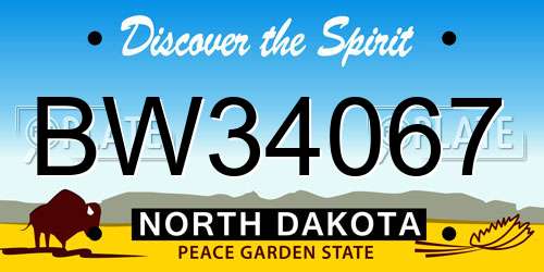 BW34067 North Dakota License Plate